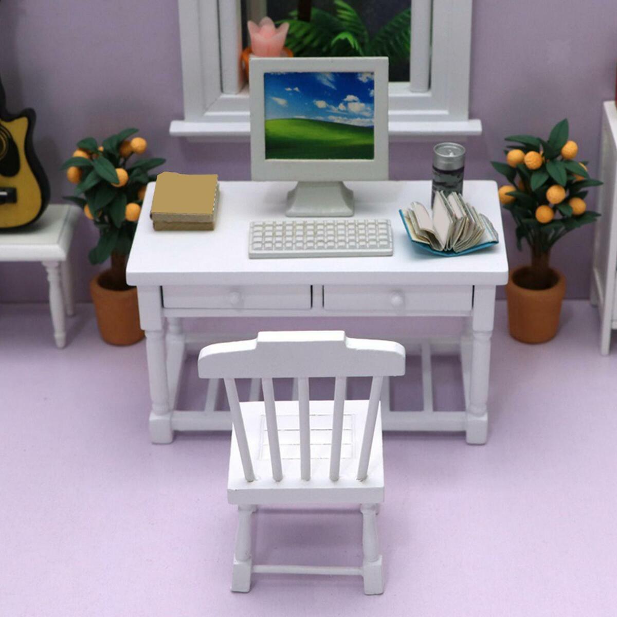 1:12 Scale Wooden Desk  Life Scene Living Room Scenery Decor