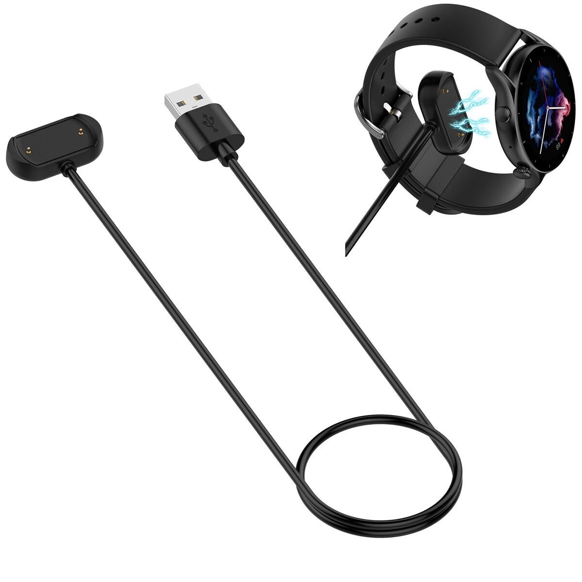 For Amazfit GTR3/GTS3/GTR3 Pro/T-Rex 2 Smart Watch USB Charger Cable Stand Dock