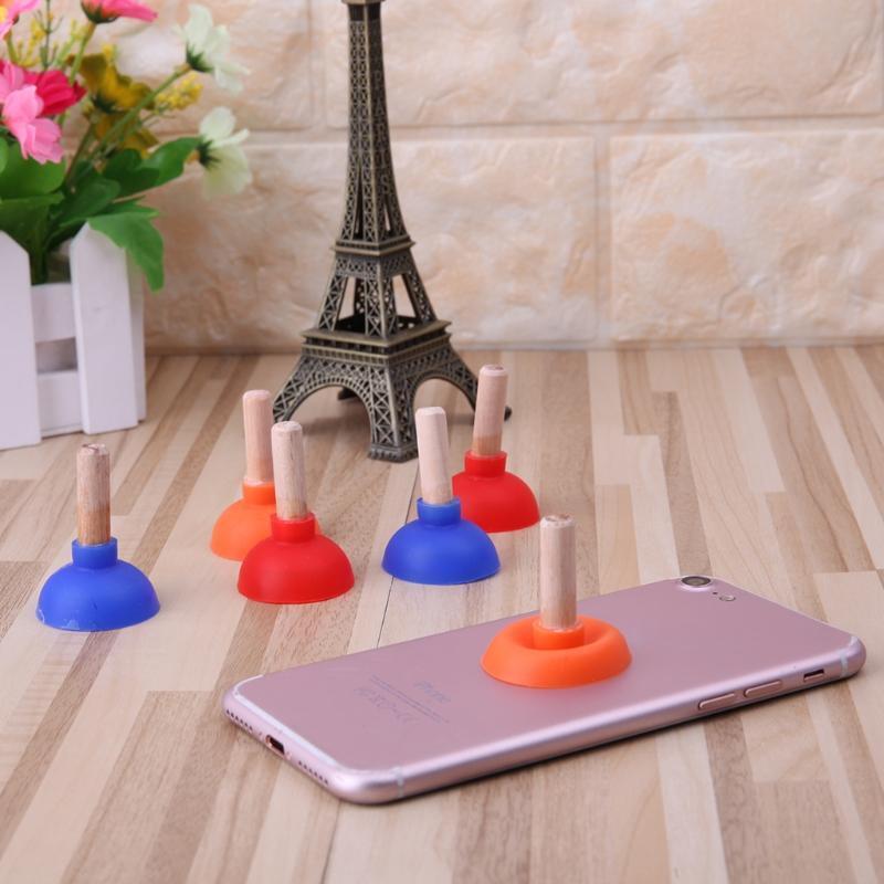 Mini Colorful Toilet Shape Plunger Holder Sucker Stand For Mobile Phone PSP