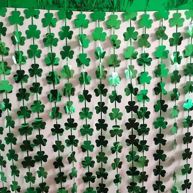Saint Patrick's Day Door Curtain Irish Festival Green Lucky Clover Ornament