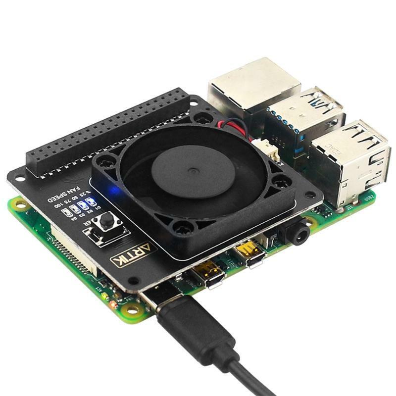 Mini HAT RGB Cooling HAT with Fan Software Controllable for Raspberry  Pi 4B/3B
