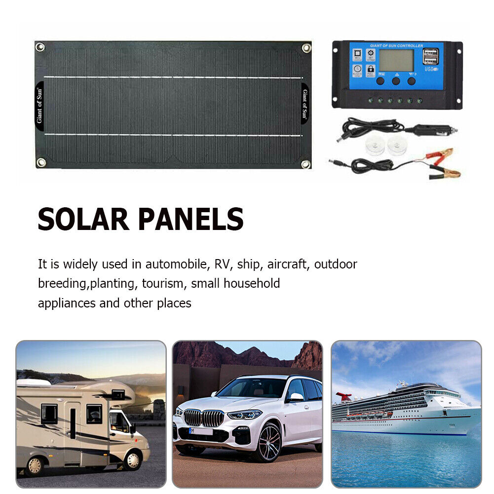 30W Solar Panel Kit 18V Battery 100A Charger Controller for Car RV Outdoor