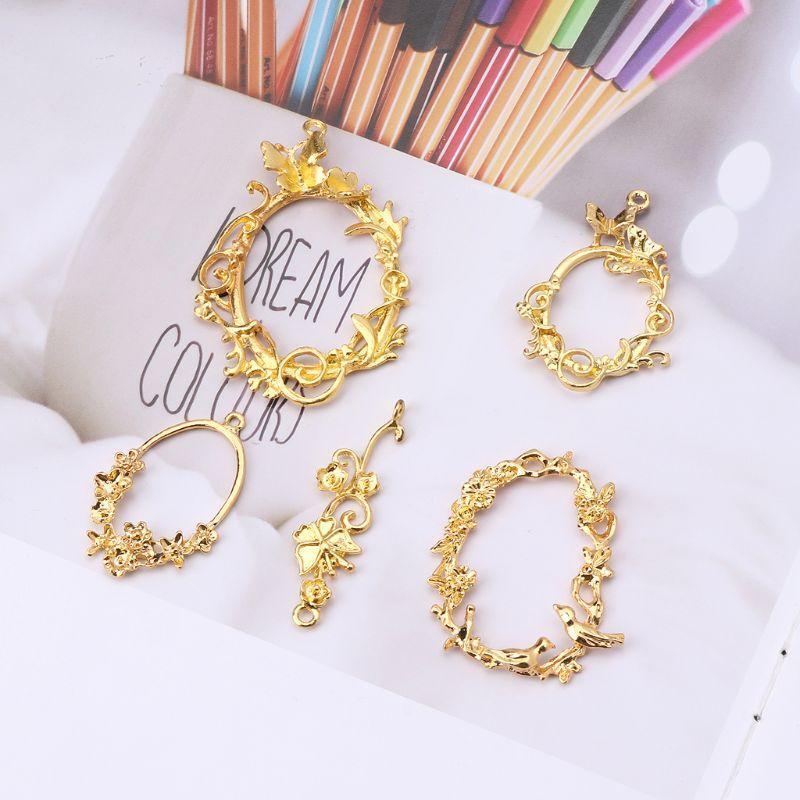 5 Pcs Flower Vine Photo Blank Frame Pendant Bezel Setting for DIY Press Flower
