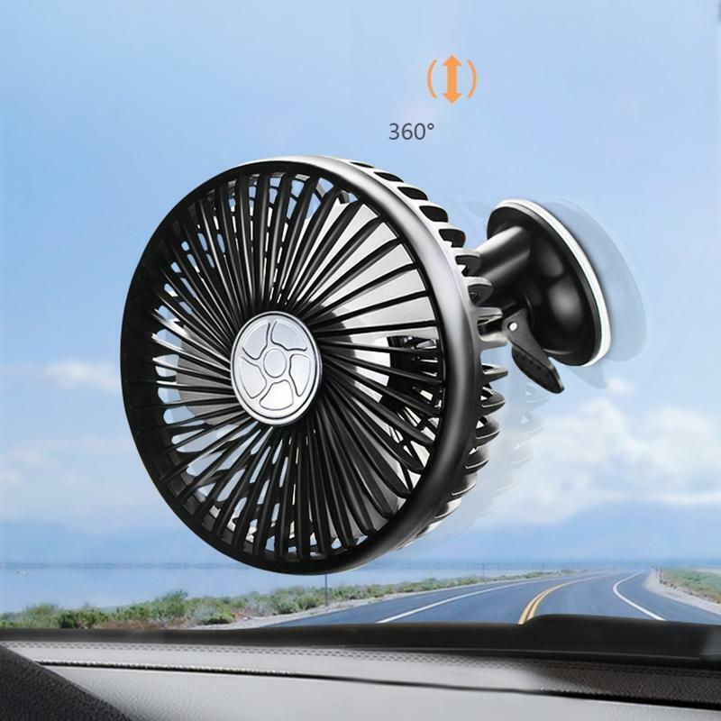 USB Car Fan with Suction Cup Dashboard Fan Car Auto Cooler for SUV RV Van Truck