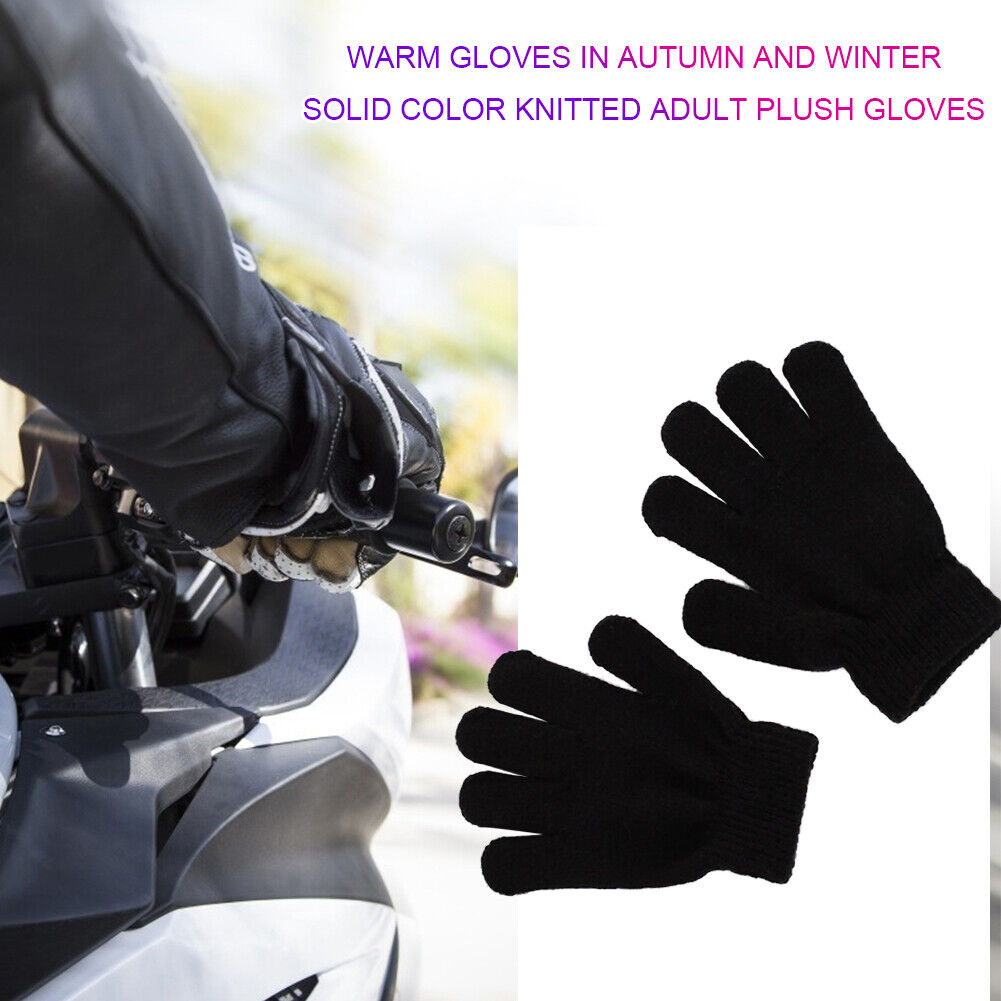 Women Men Warm Winter Gloves Full Finger Knitted Stretch Camping Mittens