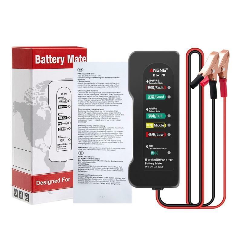 Car Motorcycle Tester Fault Detector Battery Tester Digital Alternator Tester