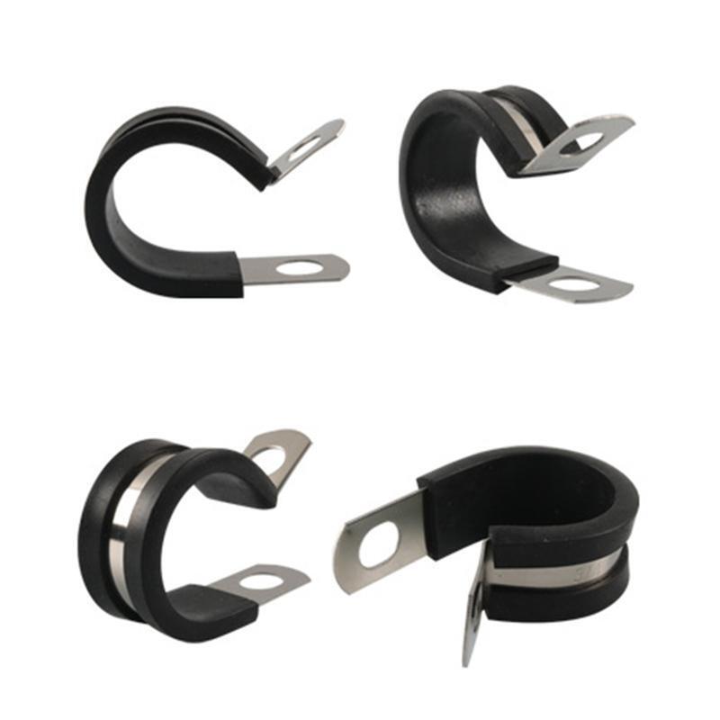 Stainless Steel Rubber Cushion Pipe Clamps 1/4'' 5/16'' 3/8'' 1/2' for Auto Boat