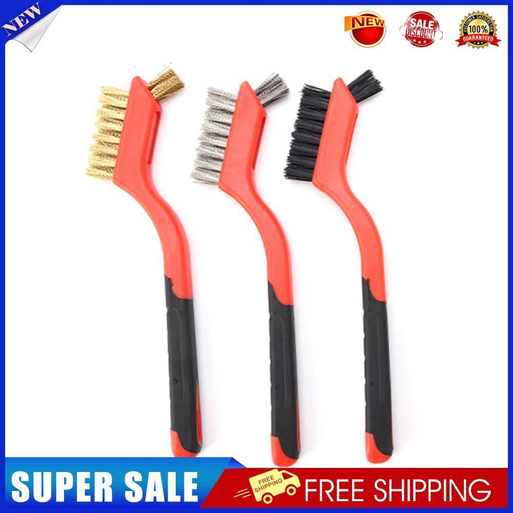3pcs Wire Brush 7 inch Mini Micro Rust Paint Remover Scrubbing Brushes Red