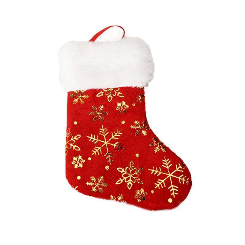 12pcs 7inch Christmas Stockings Candy Gift Bag Snowflake Socks Hanging Xmas Tree