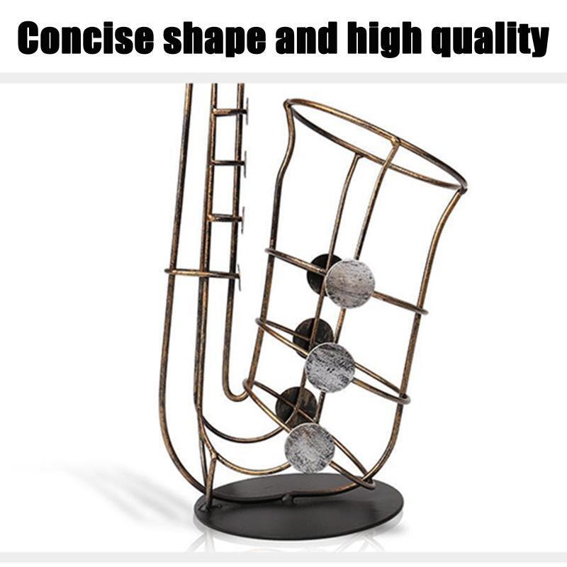 Creative Wine Bottle Holder Metal Sax Single Wine Organizer Sax Shape Art Decor