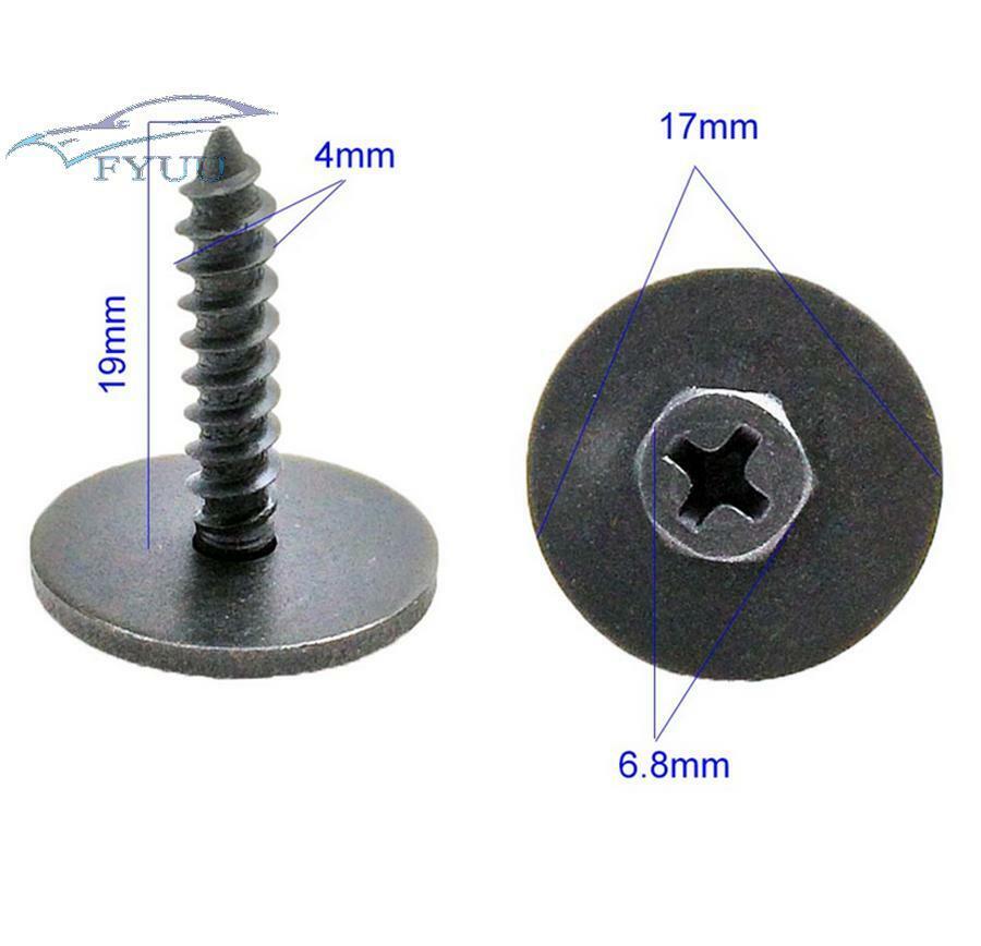 100pcs Black Metal Car Body Fender Bumper Retainer Clips 6.8mm Hex 4mm Screw