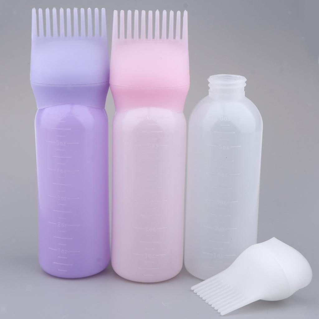3pcs Empty 60ml Hair Dyeing Bottle Comb Highlight Coloring Applicator Brush