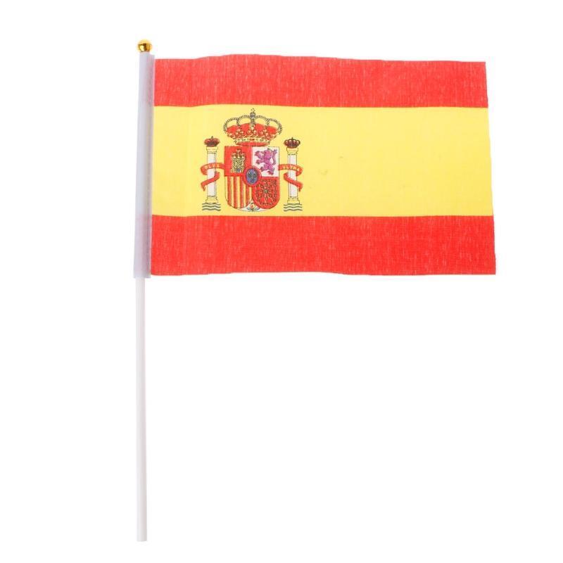 5Pcs Spanish Hand Waving Flags Spain Crest Banners Sports Opening Outdoor Decor