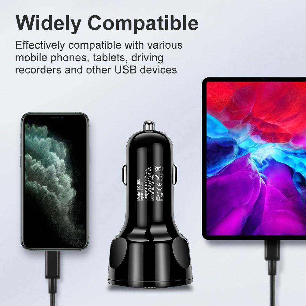Fast Charge Car Quick Charger 4 USB Car Charger Dual USB Port QC3.0 Car Charger