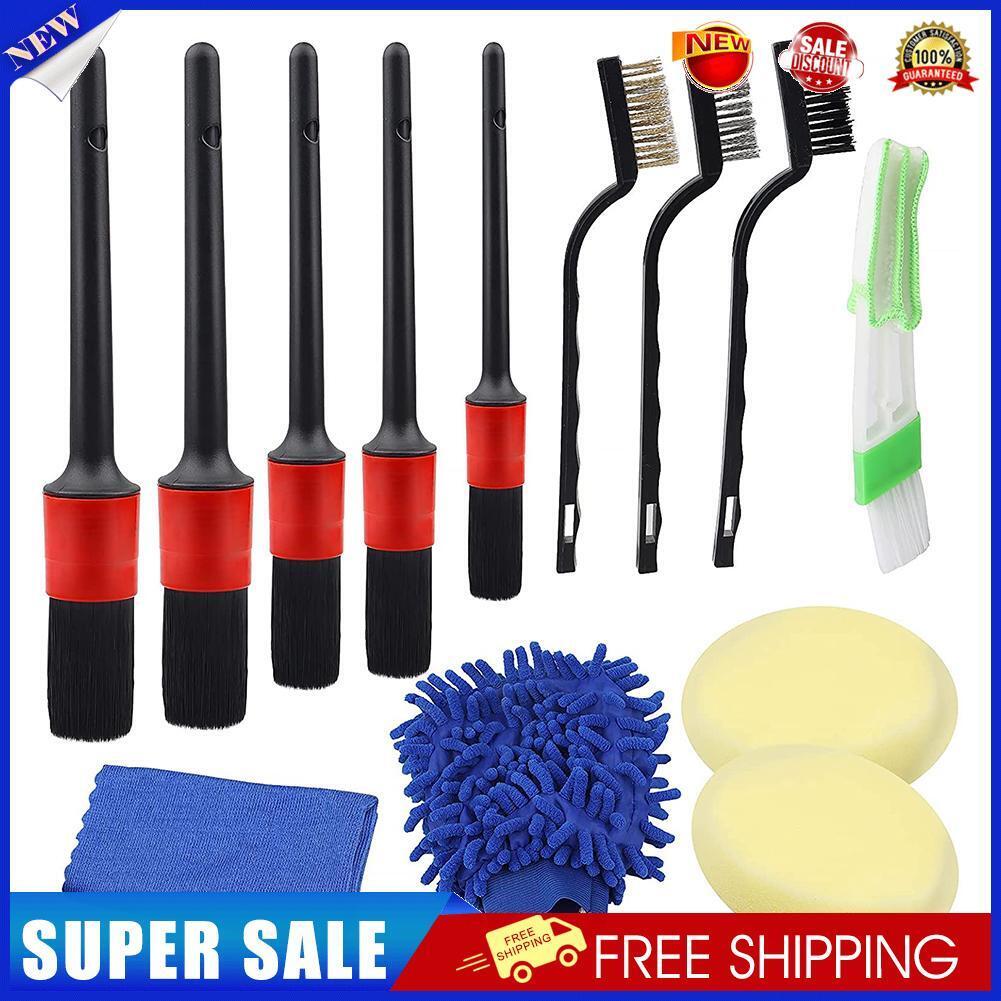 13pcs Car Detailing Cleaning Brush Set Air Vent Tyre Rim Cleaner Scrubber