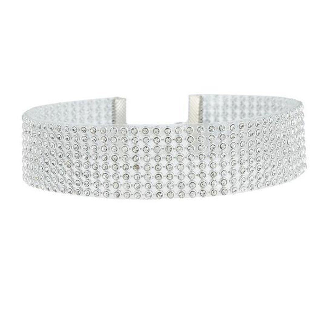 4Pcs Choker Collar Necklace  Rhinestones Shiny for Statement Men