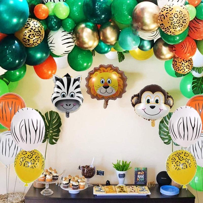 Jungle Wild Animal Theme Party Balloon Garland Kit 151 Pack With Animal Balloon