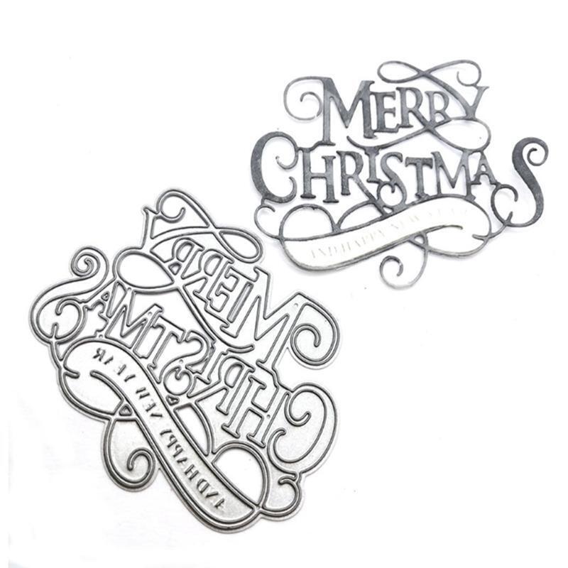 Merry Christmas Happy New Year Cutting Dies Stencil DIY Scrapbooking Album Card