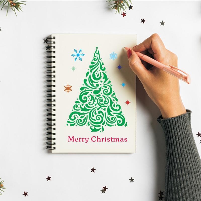 16 Pcs Christmas Stencils Plastic Drawing Templates for Home School Party Decors