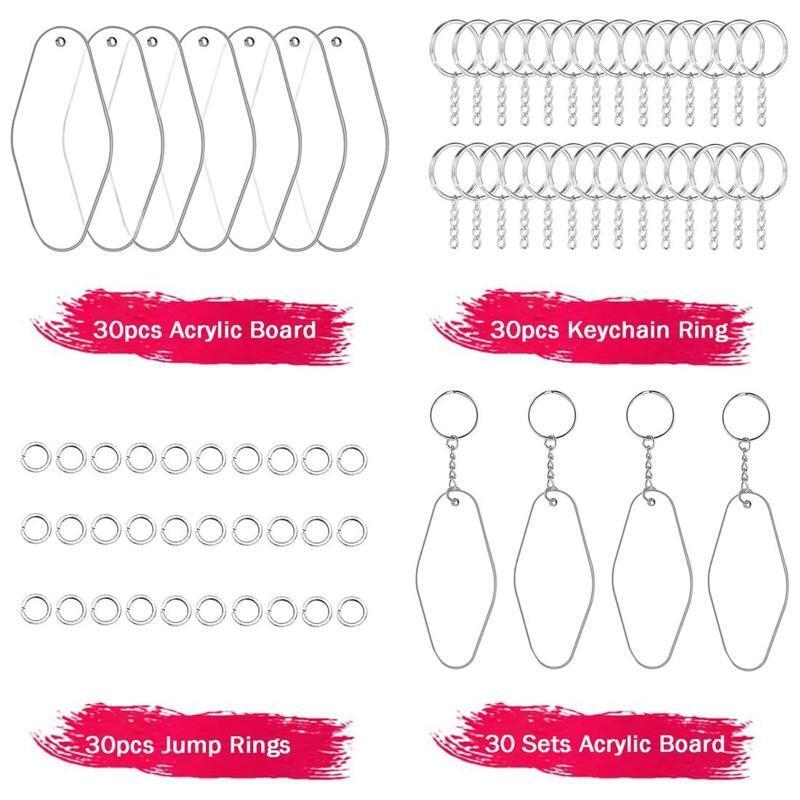 90 Pieces Acrylic Blanks Set for DIY Making Keychain Rhombus Acrylic Ornament