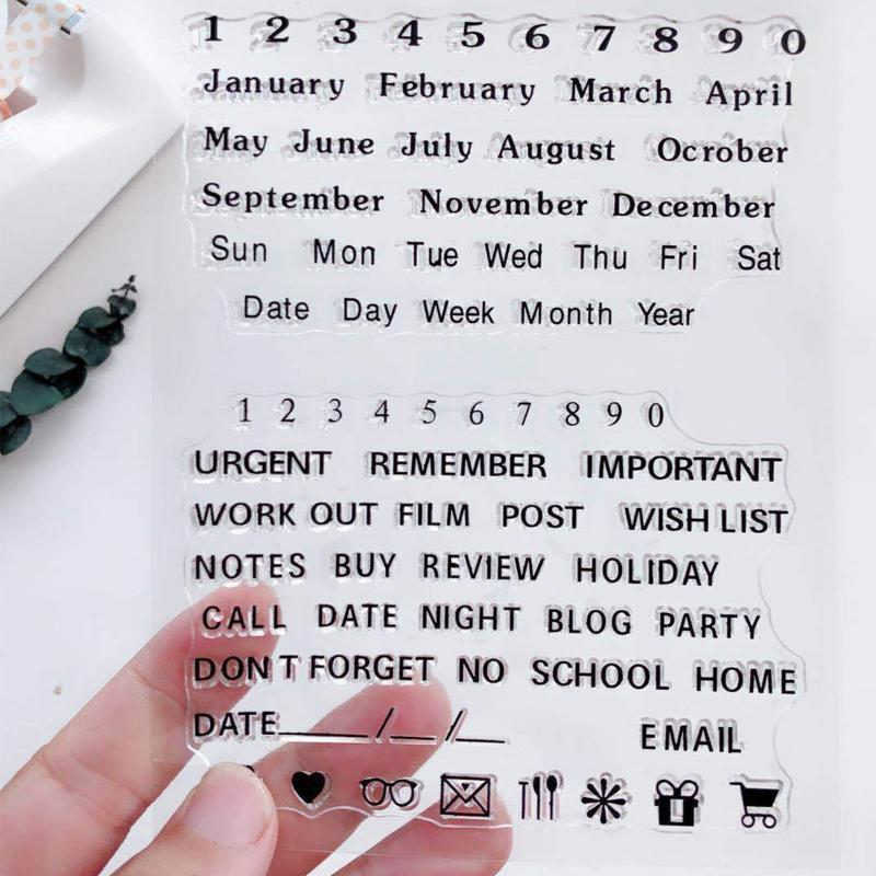 Words Calendar Clear Stamps Week Month January December Monday Sunday Numbers