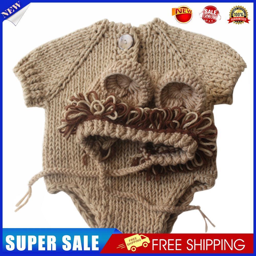 Kids Romper Baby Jumpsuit Bodysuit with Hat Knitting Sweater Photo Props
