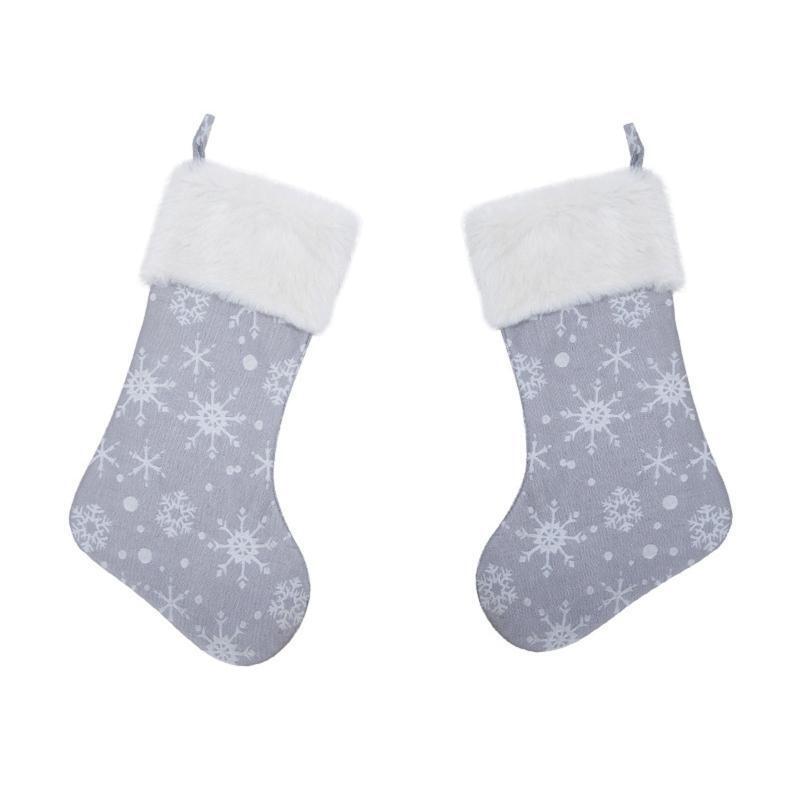 Plush Christmas Stockings Christmas Socks Decoration Snowflake Stockings