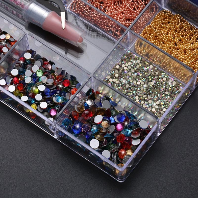 21 Grids Nails Design Kit Decor Multi Shapes with Dual-ended Dotting Pen Tweezer