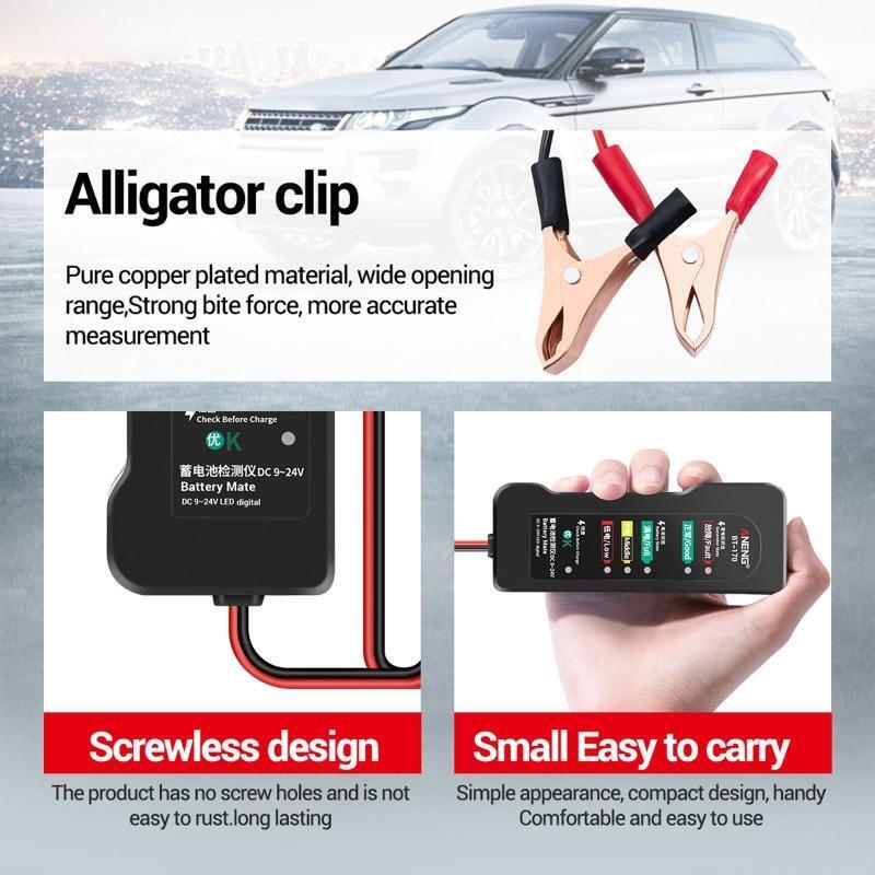 Car Battery Tester with LED Indicators Digital Multi Functions Alternator Tester