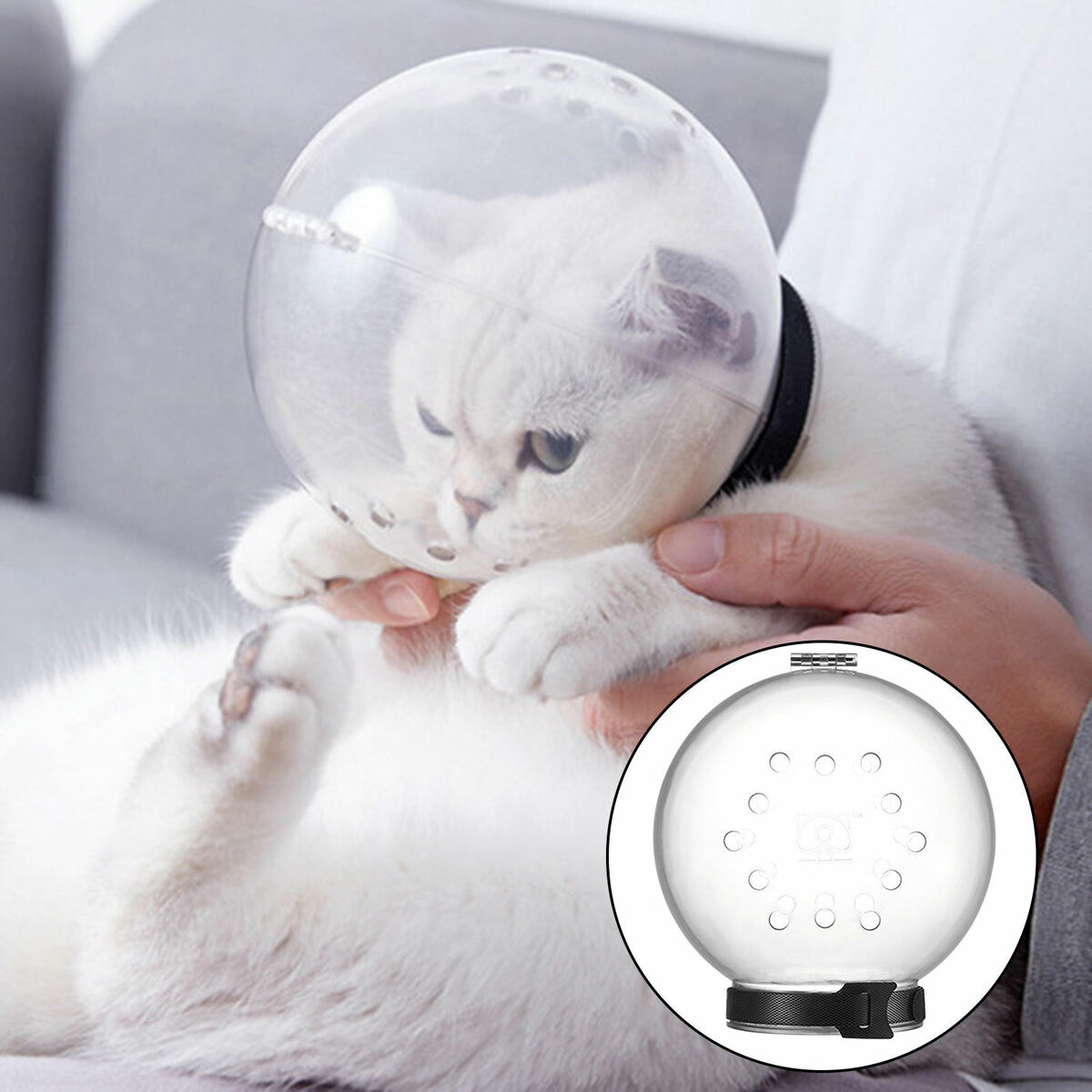 Breathable Cat Muzzle  Grooming  Anti-Licking Protective Space Hood