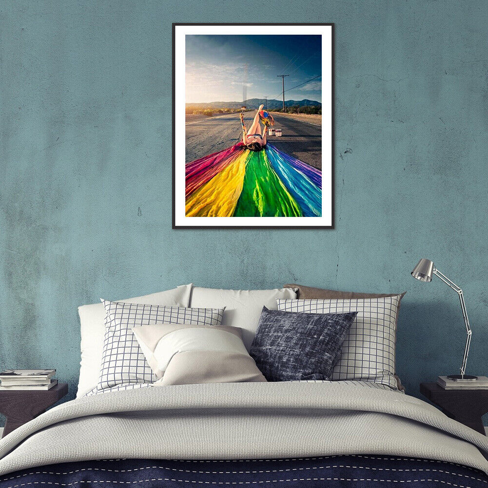5D DIY Diamond Painting Rainbow Road Full Round Drill Home Living Room Art