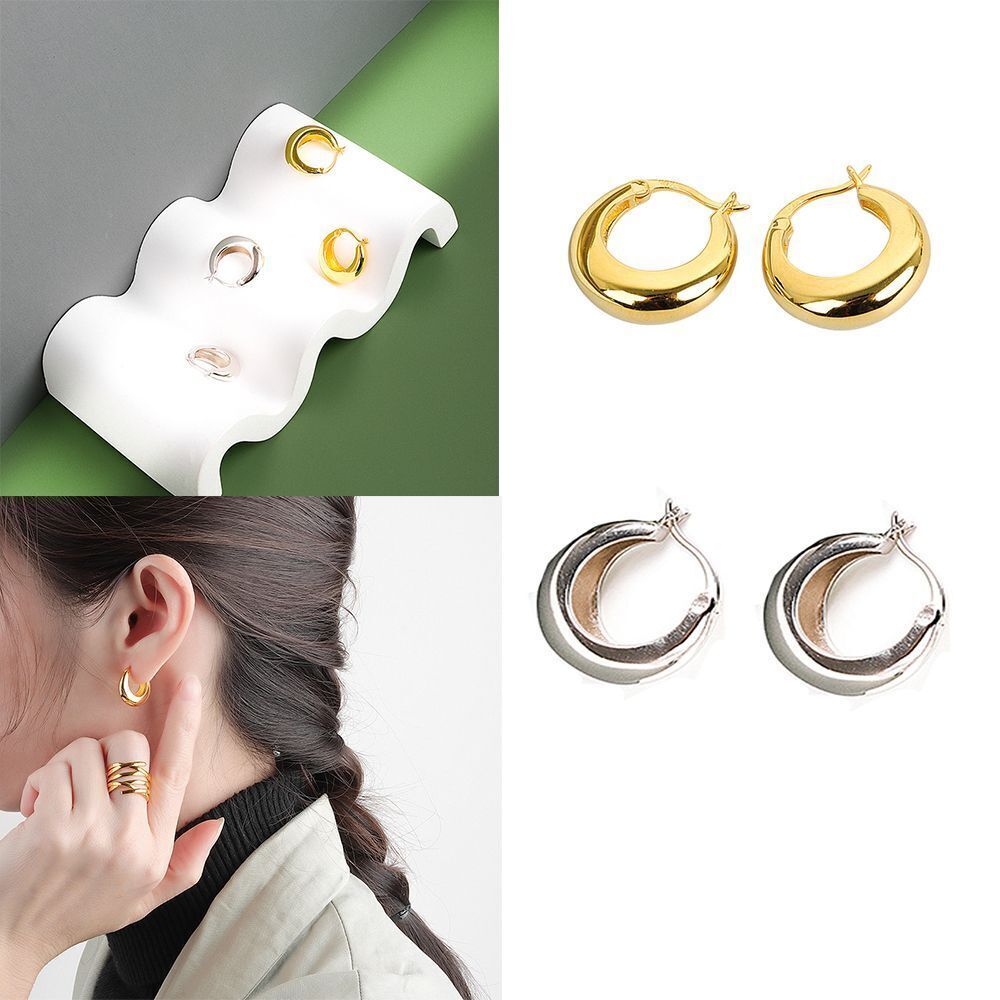 2 Pairs Circle Chunky Classic Hoop Accessories Jewelry Circl Hoops Earring