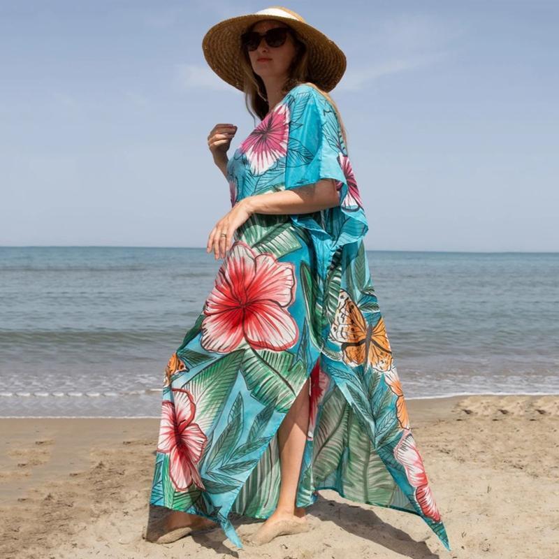 Women Summer Dress Plus Size Beach Cover Up Dress Sun Protection Loose Dress Ins