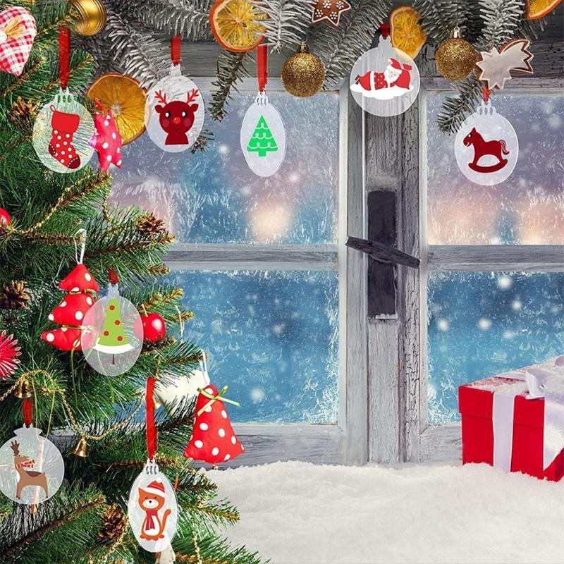 Clear Acrylic Christmas Ornament Blank DIY Decorating Sheet Pendant Funny Home