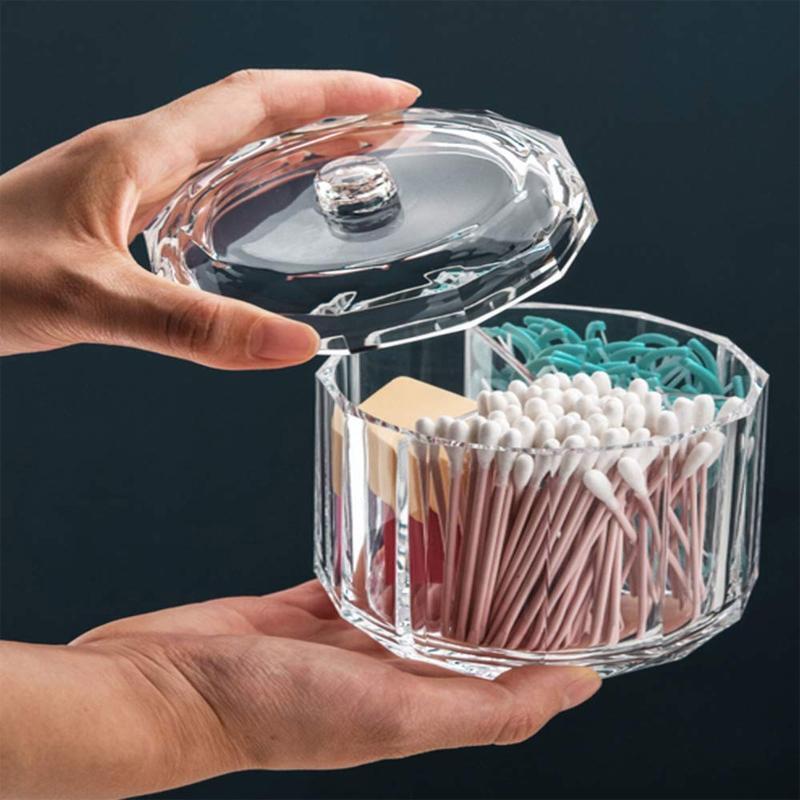 Acrylic Round Candy Box with Lid Clear Storage Container Small Diamond Style