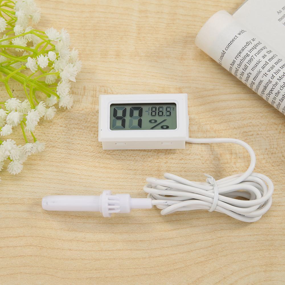 Digital LCD Thermometer Hygrometer Probe Temperature Humidity Gauge (White)