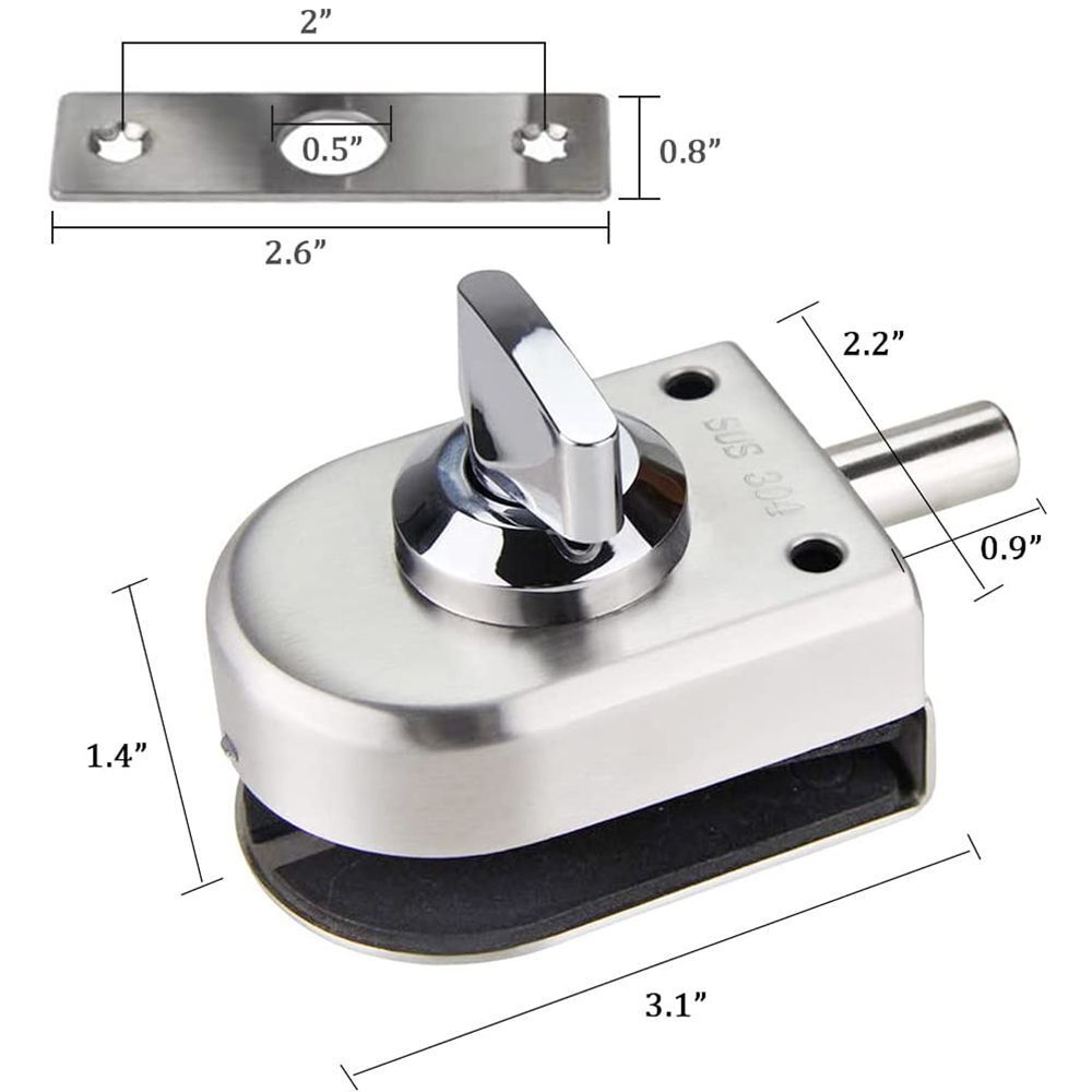 Keyless Home Security Single Bolt Knob Sliding Glass Door Lock Gate Floor Latch