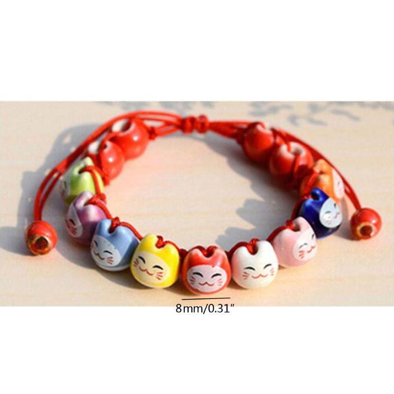 Fashion Girl /Women Cute Lucky Cat Ceramic Red Rope Bracelet Gift for Girlfriend