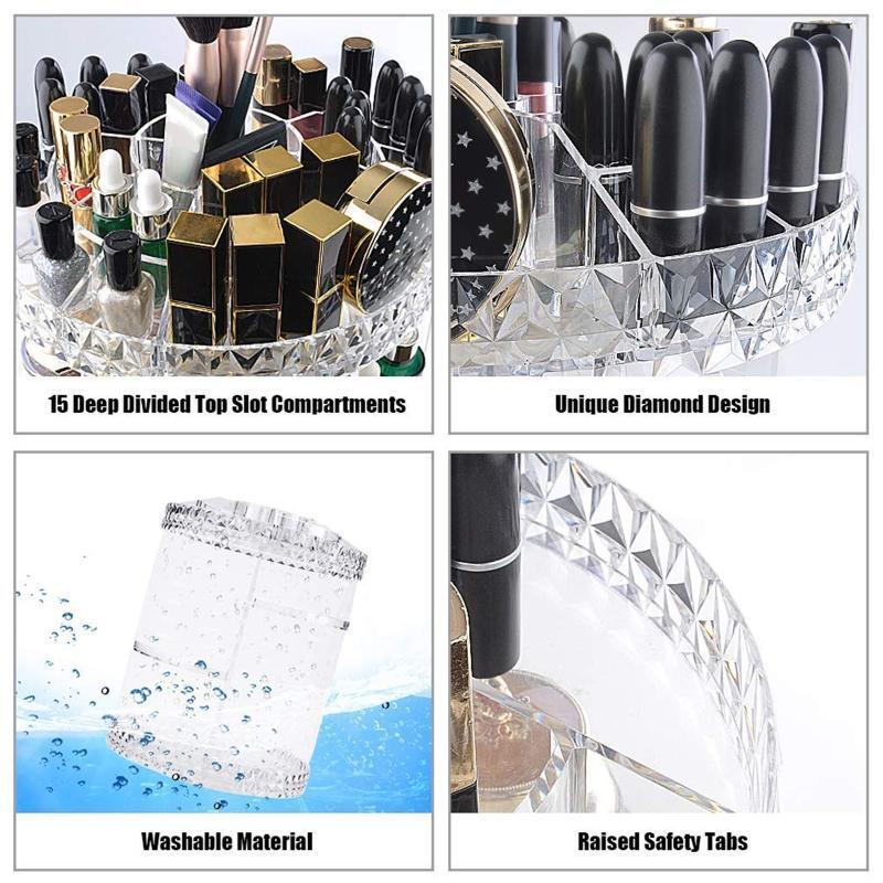Makeup Storage Box Large Capacity 360 Degree Rotating Cosmetic Case