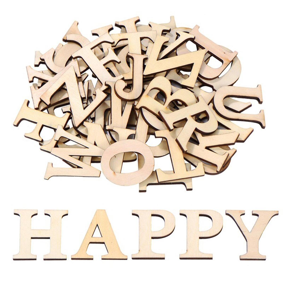 104Pcs Wooden Alphabet Letters for Christmas Party Decor Capital Letters
