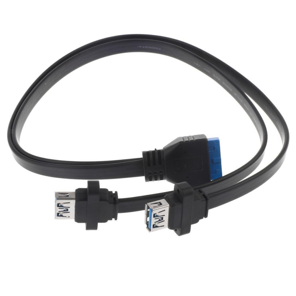 2Ports 50cm USB 3.0 Type A Female to Motherboard Header 20Pin Cable Adapter