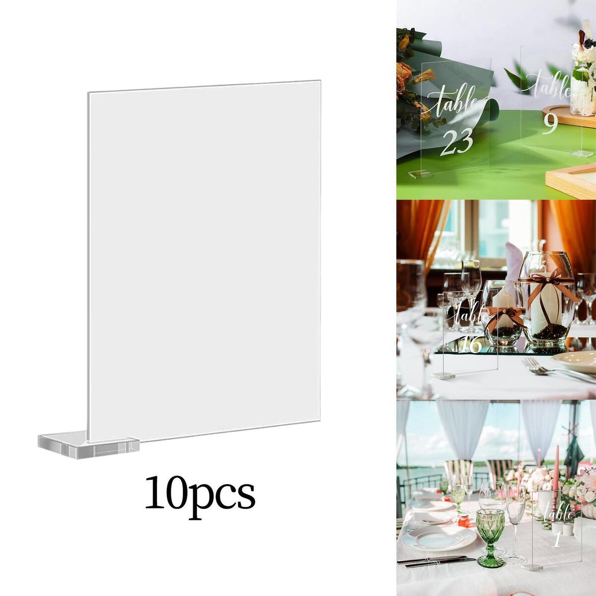 10Pcs Acrylic Place Cards Holder Blank Card DIY for Wedding Decoration