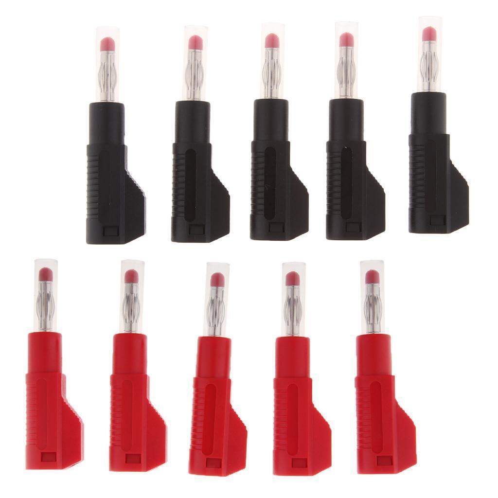 10Pcs 4mm Male Retractable Stackable Banana   Connectors Red / Black