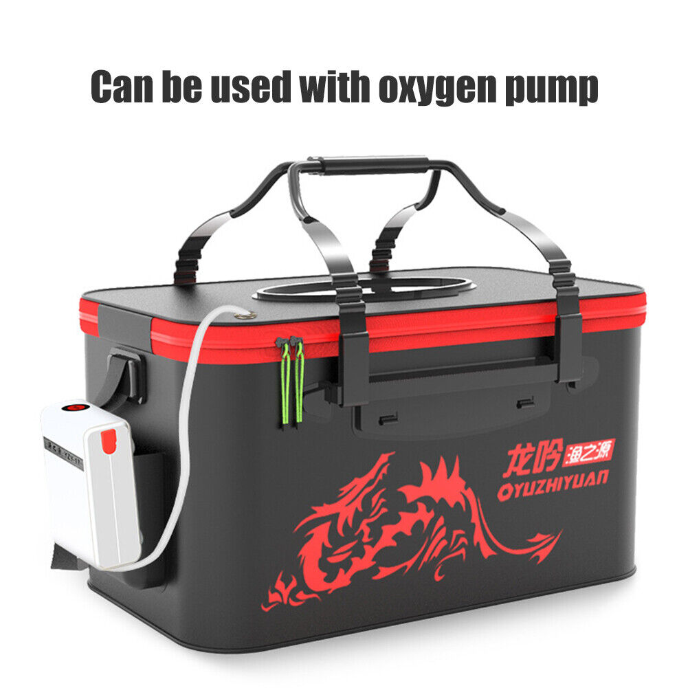 Portable Fishing Bucket Live Fish Box Camping Hike Water Container (40cm)