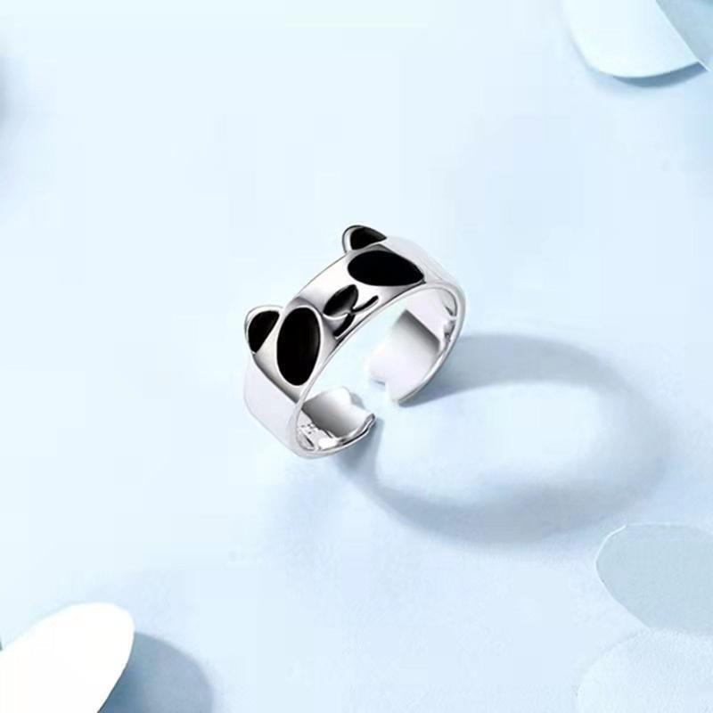 Panda Statement Ring Animal Rings Open Adjustable for Women Graduation Gift
