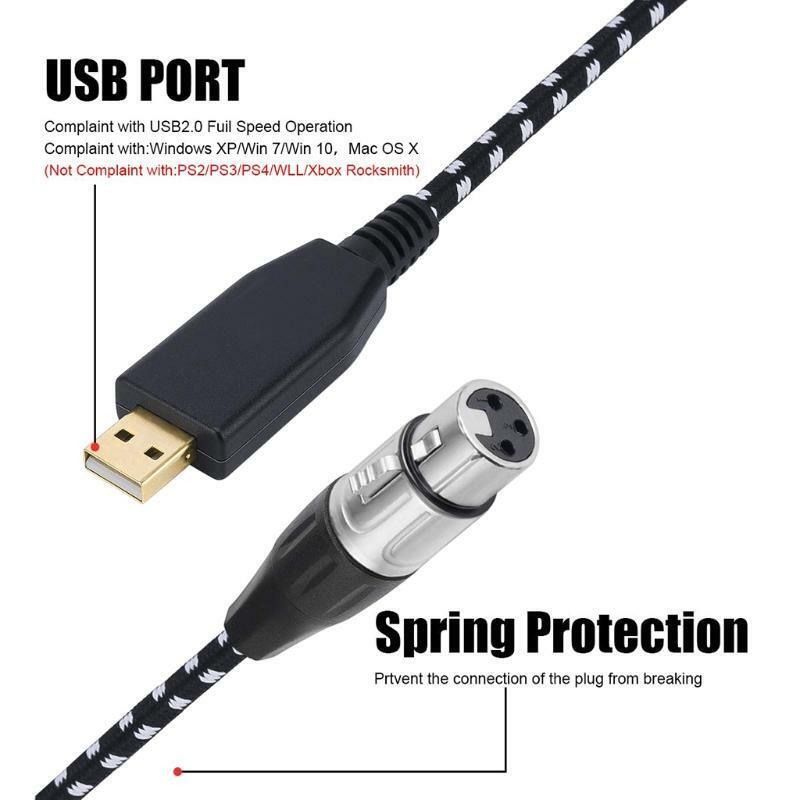 USB Male to 3-Pin XLR Female Microphone Cable Studio Audio Connection Wire 300cm
