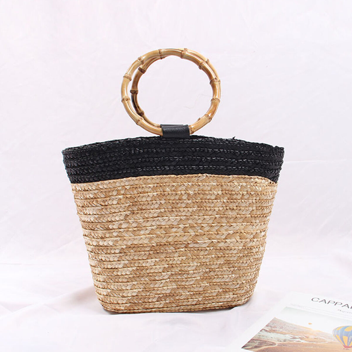4pcs Round Bamboo Bags Handles DIY Handcrafted Tote Purse Handbag Hanger