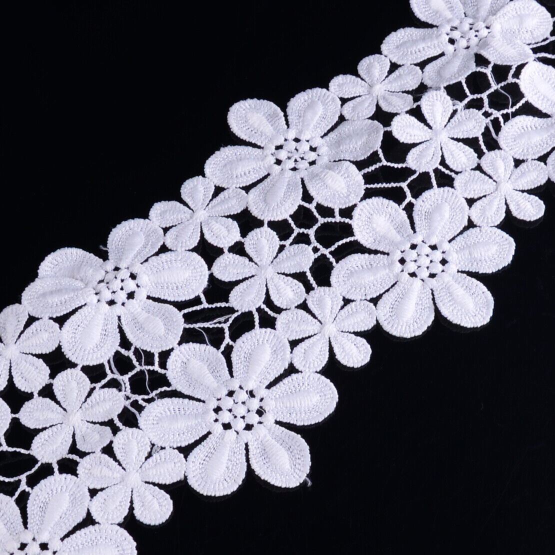 2 Yards White Polyester Lace Trim Wedding Dress Ribbon Applique Sewing Craft Ly