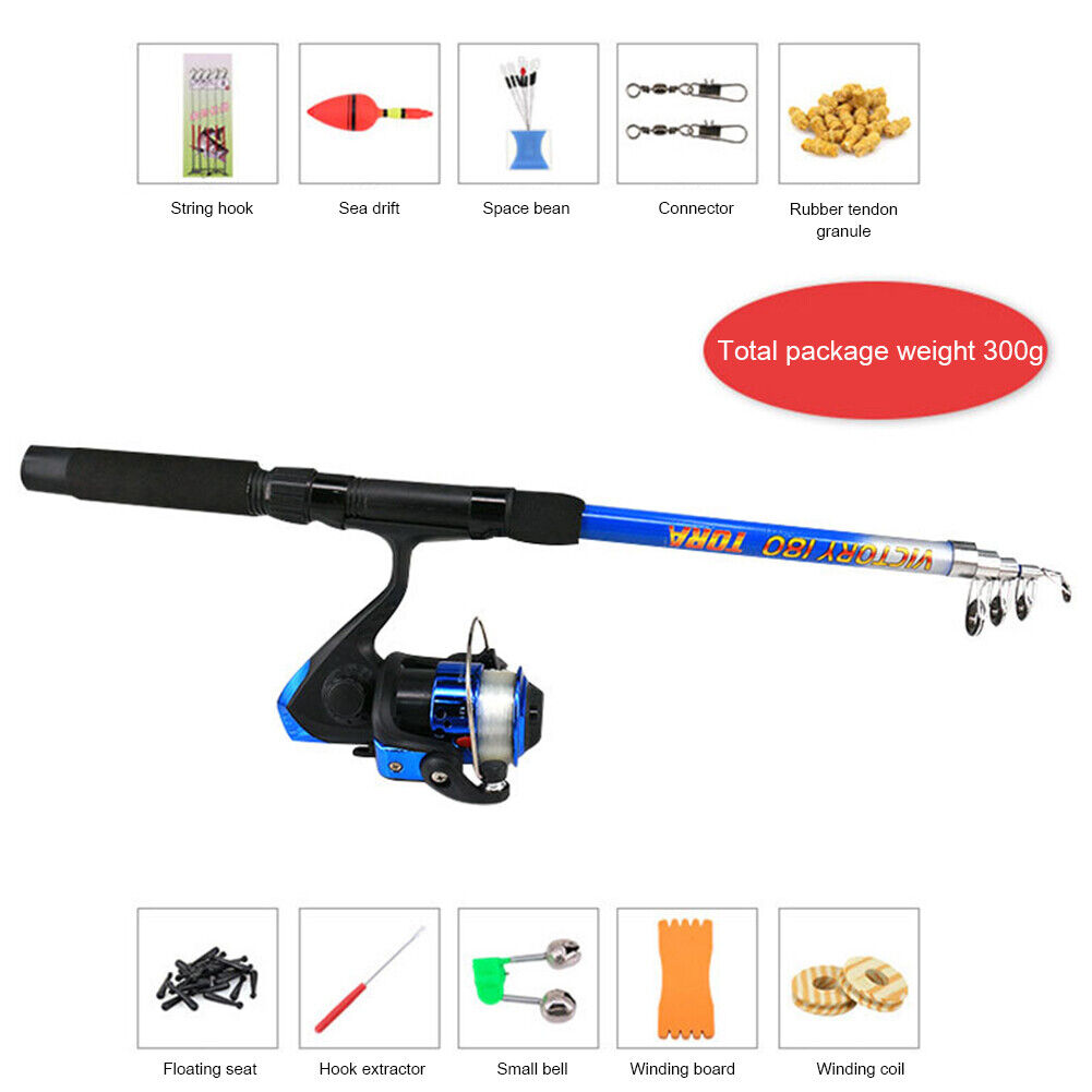 Spinning Fishing Rod Combo Portable Fishing Reel Tackle Pole Full Kits