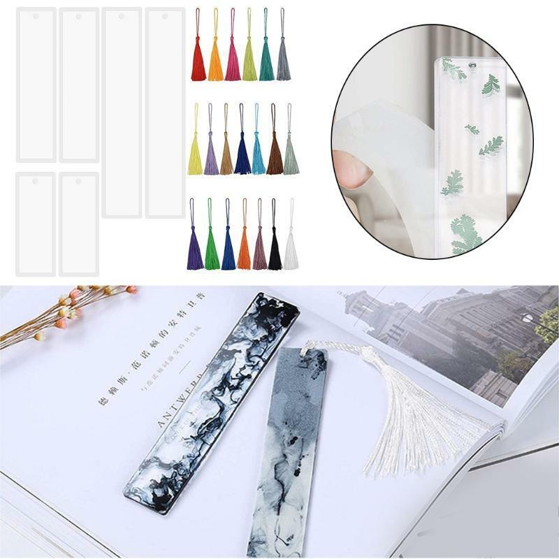 Pack of 46 Pcs Bookmark Mold Kit Small Medium Large Mold with Colorful Tassles